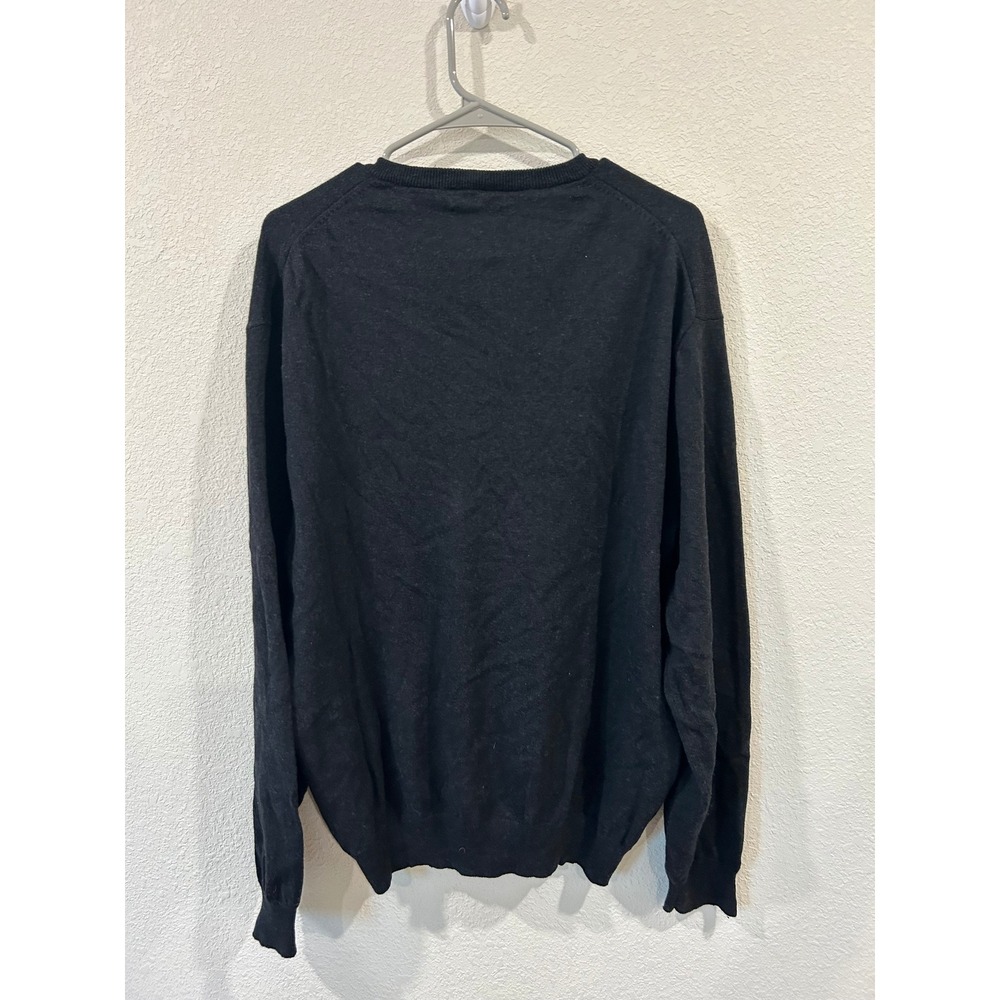 Chaps Mens V Neck Sweater Cotton Cashmere Dark Gray Size L